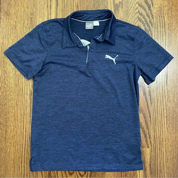 Puma Blue Black Polo Boys Size Medium - Picture 1 of 7